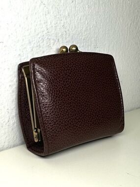 Coach Vintage Brown Leather Kiss-Lock Coin Purse Wallet